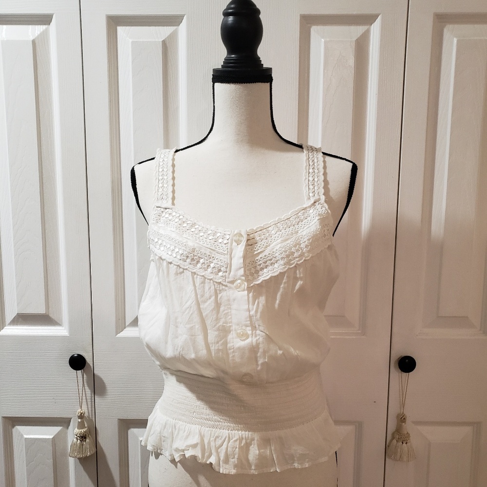 Free People Sweetheart Top w/Embroidered Trim